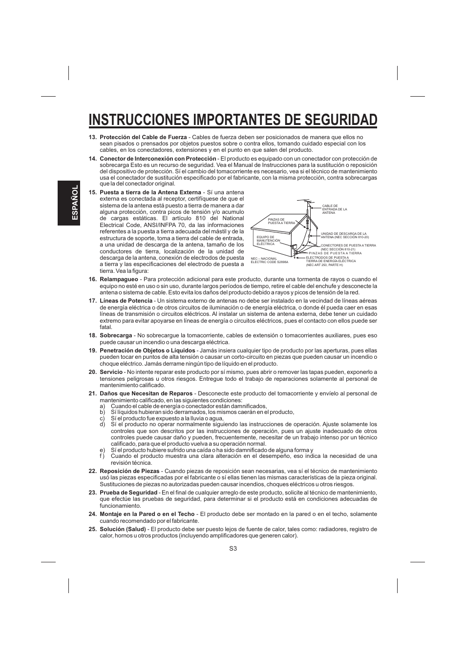 Instrucciones importantes de seguridad | The Singing Machine STVG-535 User Manual | Page 24 / 64