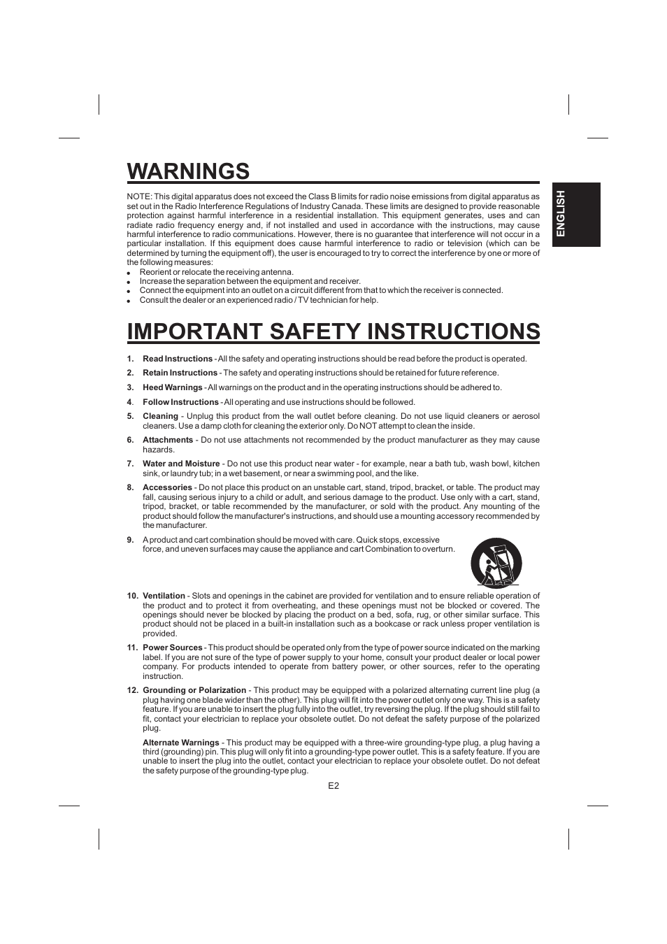 Warnings, Important safety instructions | The Singing Machine STVG-535 User Manual | Page 3 / 64