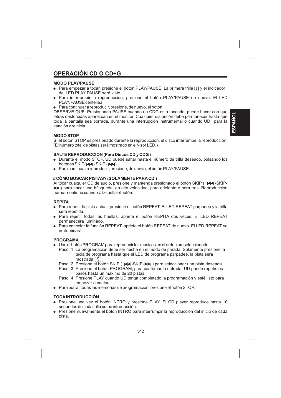 Operación cd o cd+g | The Singing Machine STVG-535 User Manual | Page 33 / 64