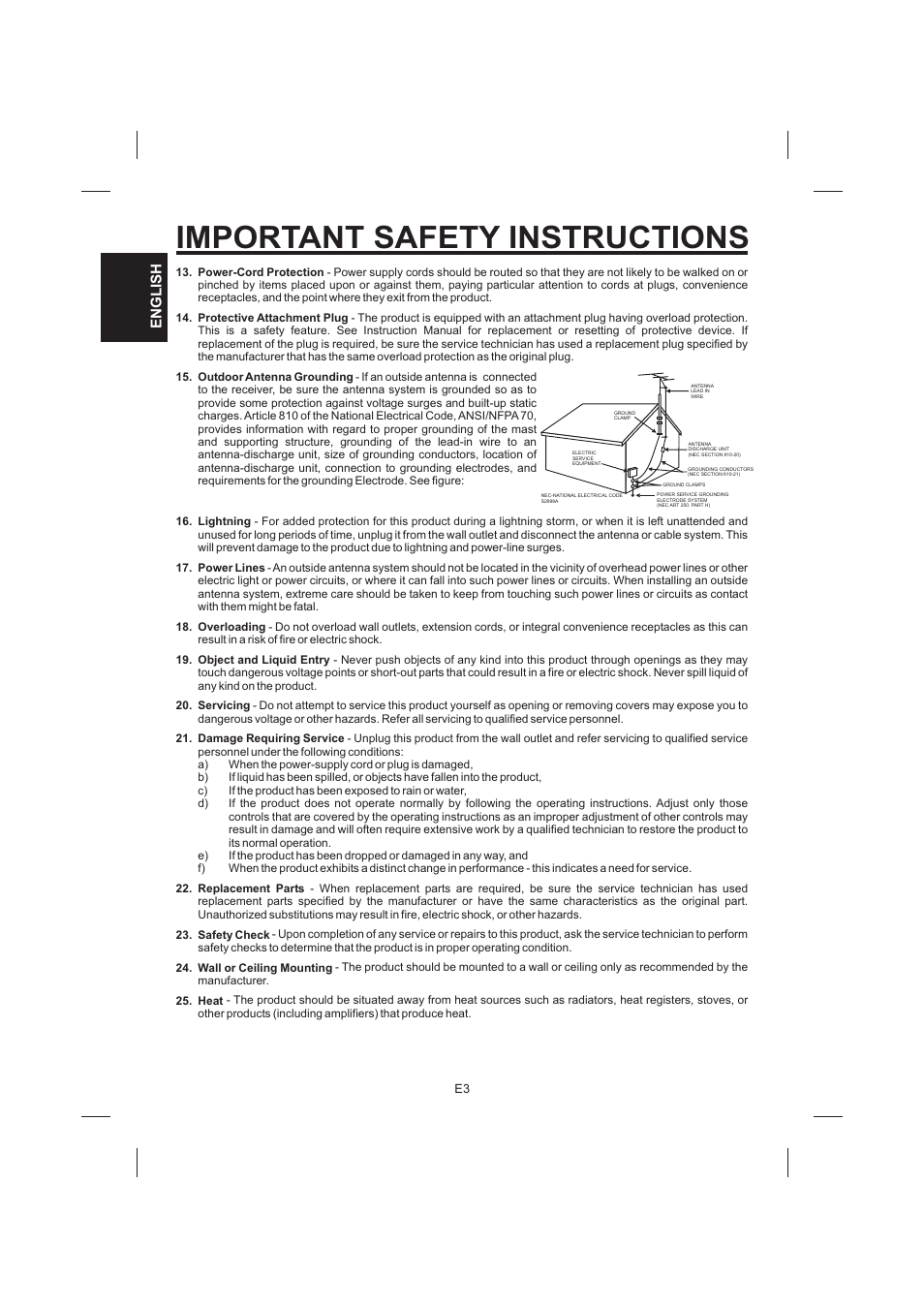 Important safety instructions, English | The Singing Machine STVG-535 User Manual | Page 4 / 64