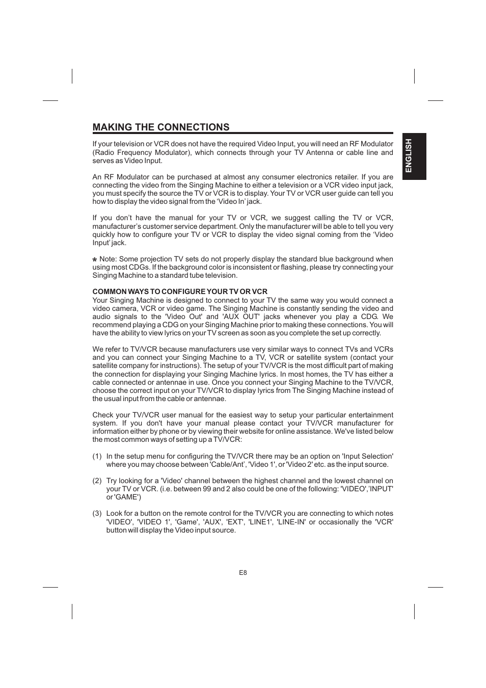 Making the connections | The Singing Machine STVG-535 User Manual | Page 9 / 64