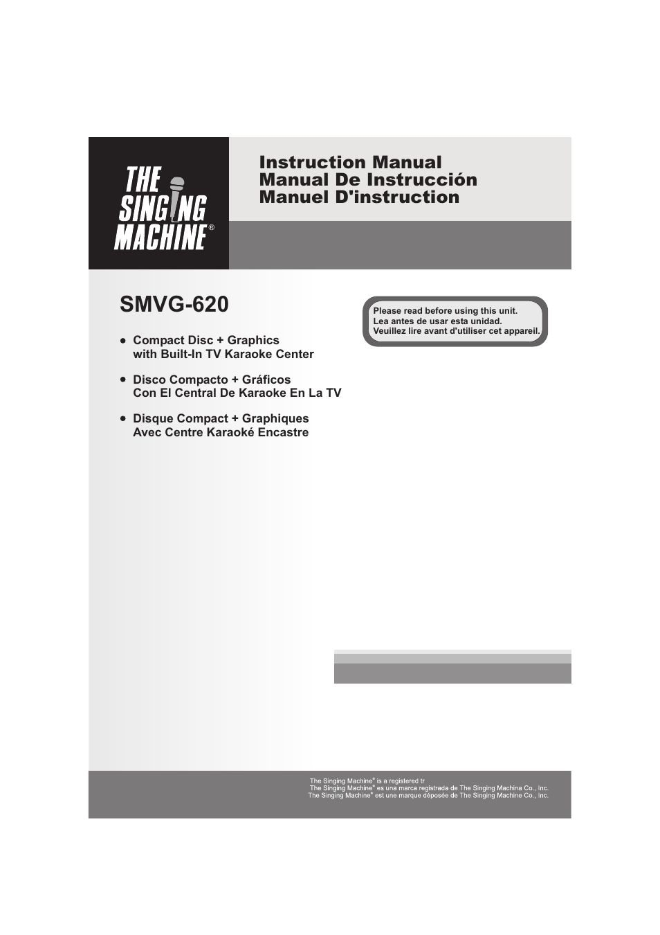 The Singing Machine SMVG-620 User Manual | 60 pages