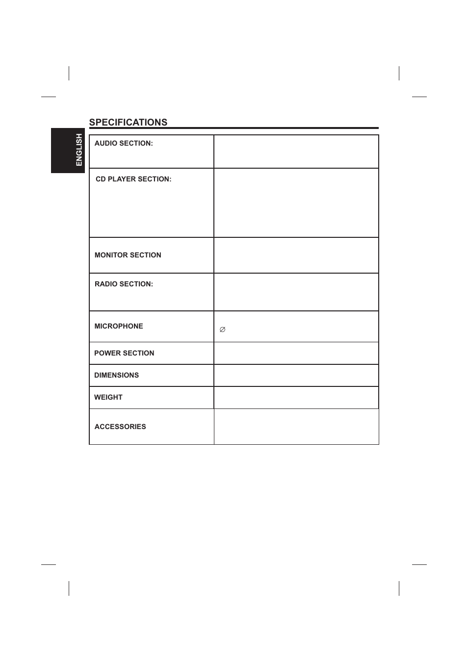 Specifications | The Singing Machine SMVG-620 User Manual | Page 18 / 60