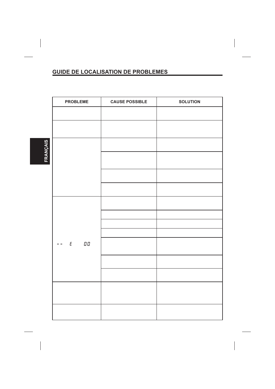 Guide de localisation de problemes | The Singing Machine SMVG-620 User Manual | Page 54 / 60