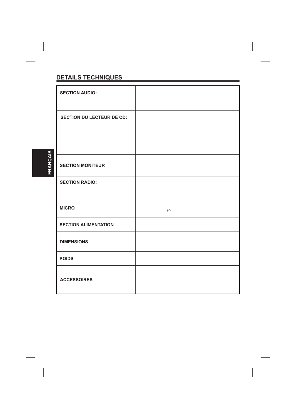 Details techniques | The Singing Machine SMVG-620 User Manual | Page 56 / 60