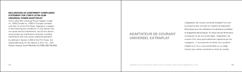 Adaptateur de courant universel extraplat | Tumi Network Card User Manual | Page 7 / 23