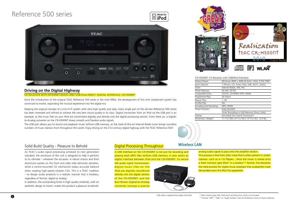 Reference 500 series, Driving on the digital highway, Solid build quality - pleasure to behold | Digital processing throughout | Teac AG-H600NT User Manual | Page 7 / 14