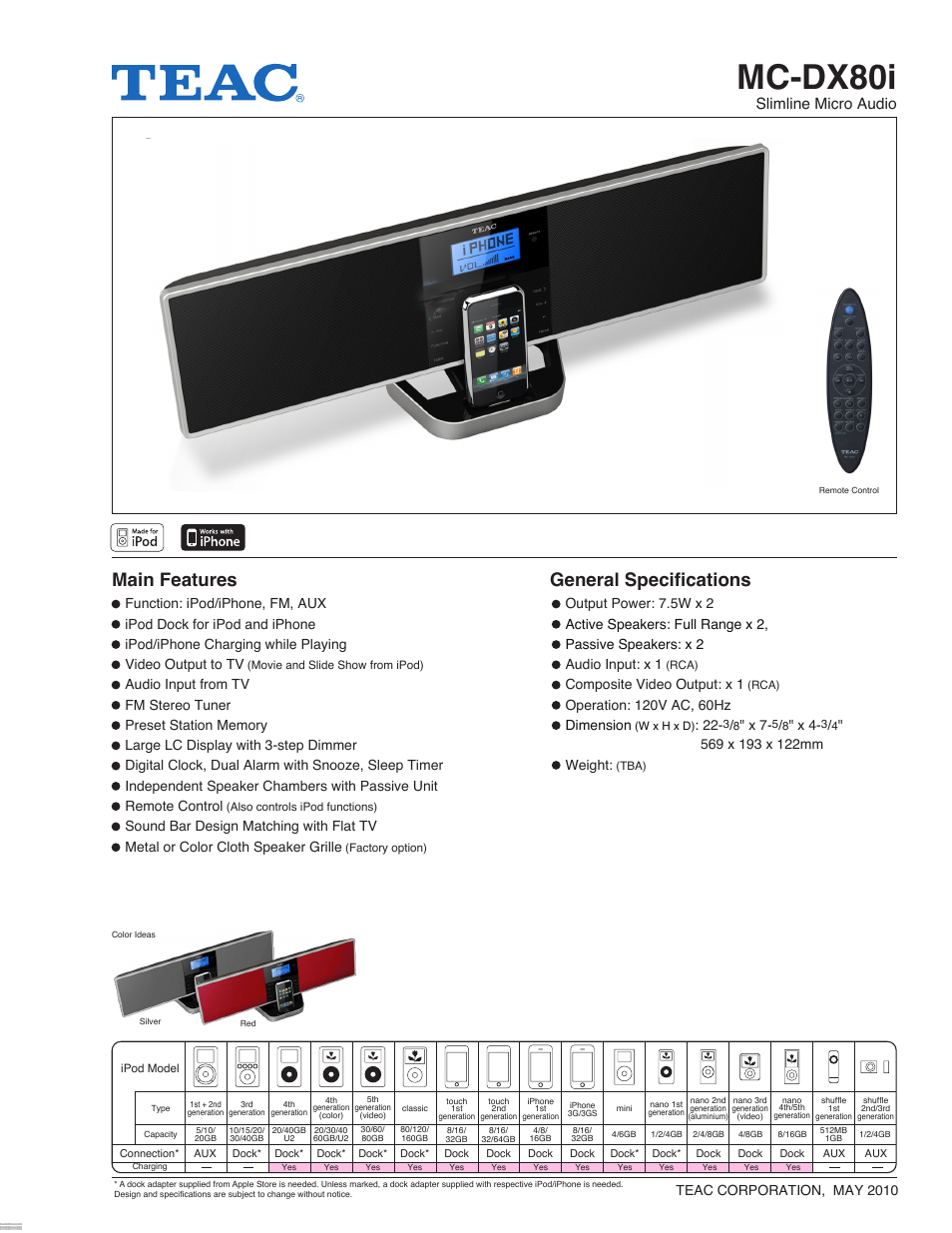 Teac MC-DX80I User Manual | 1 page