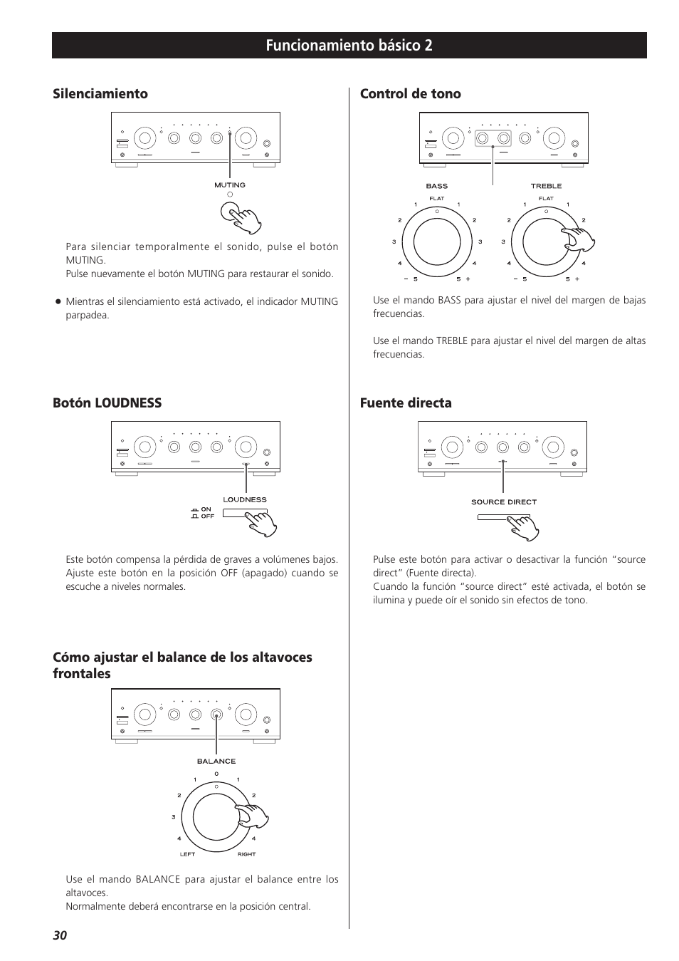 Funcionamiento básico 2 | Teac A-R610 User Manual | Page 30 / 64