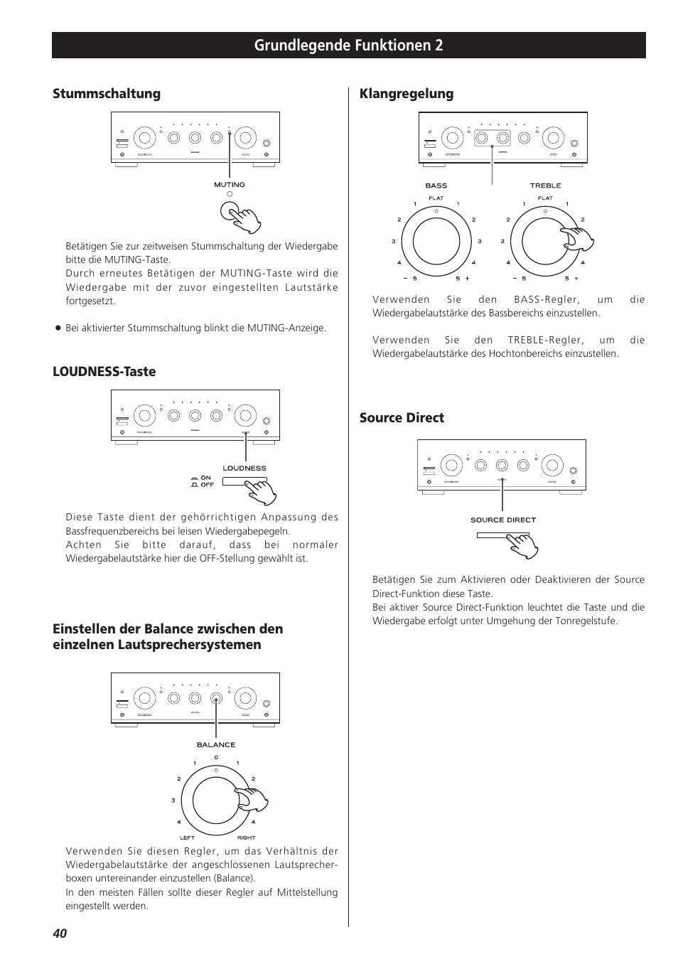 Grundlegende funktionen 2 | Teac A-R610 User Manual | Page 40 / 64