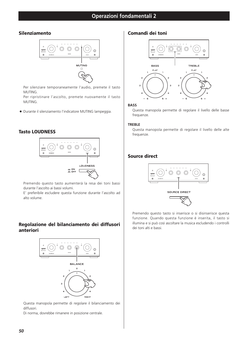 Operazioni fondamentali 2 | Teac A-R610 User Manual | Page 50 / 64