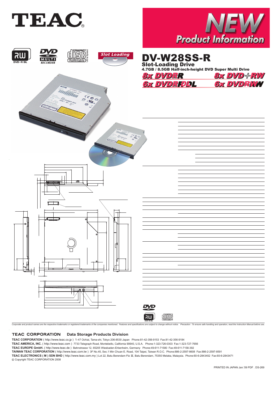 Teac DV-W28SS-R User Manual | 1 page