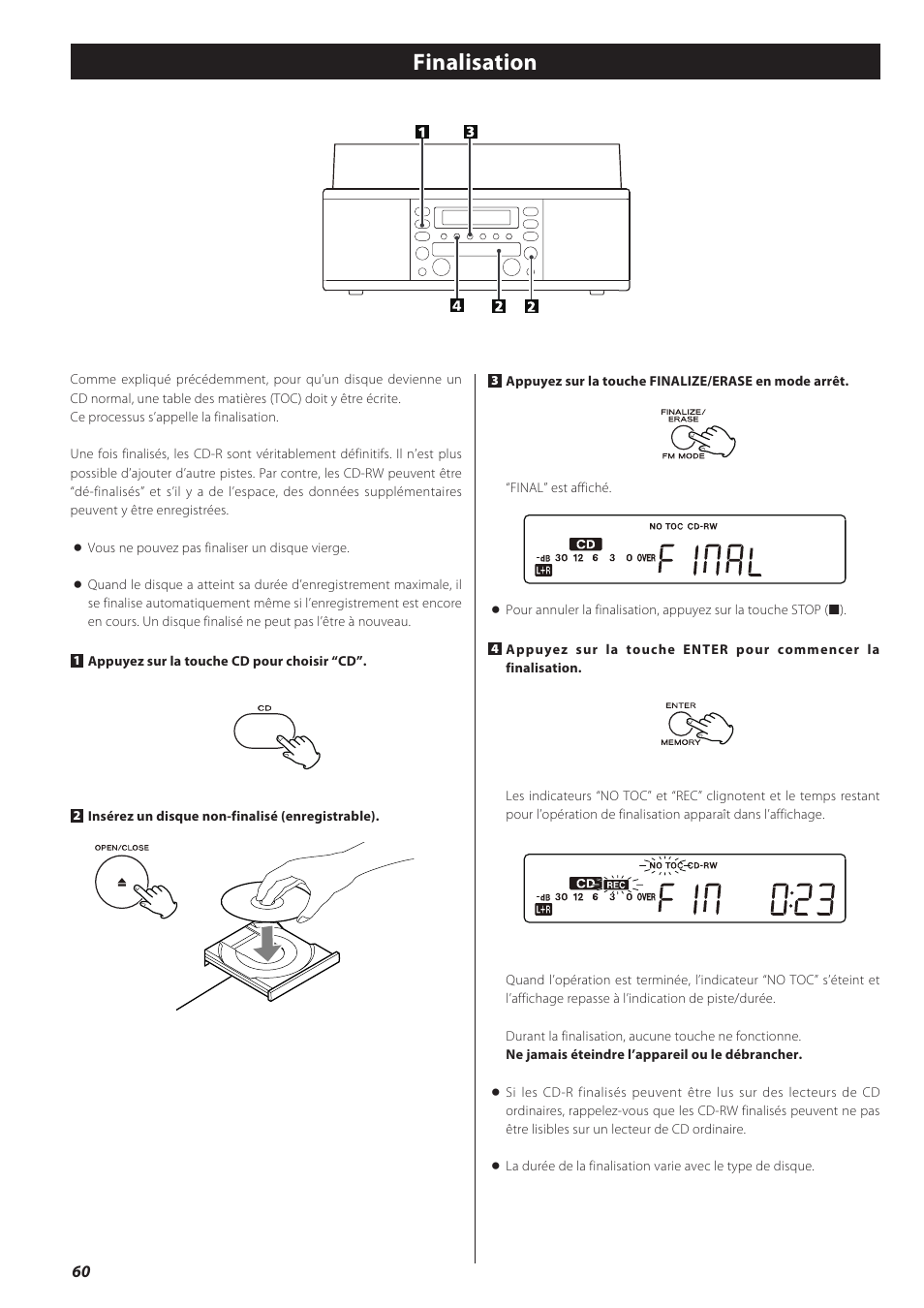 Finalisation | Teac CD recorder with turntable/cassette player LP-R550USB User Manual | Page 60 / 100