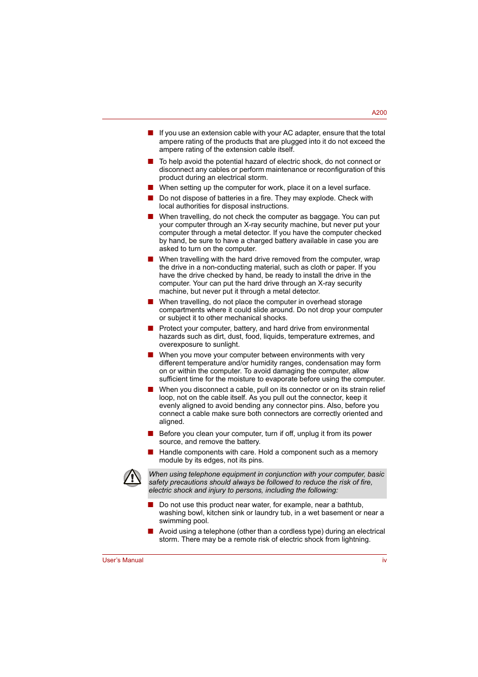 Toshiba A200 User Manual | Page 4 / 154