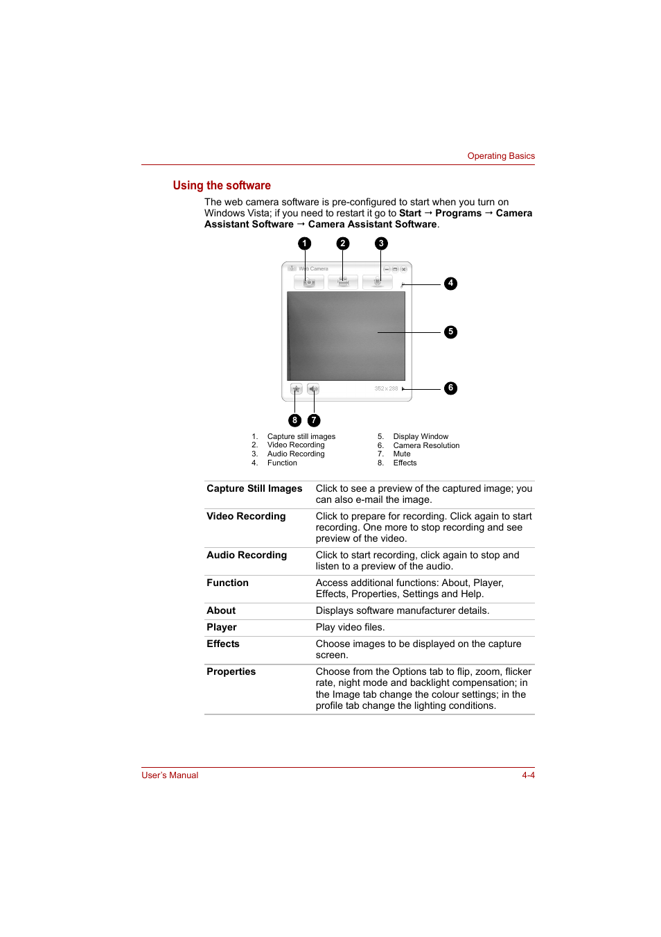 Using the software | Toshiba A200 User Manual | Page 52 / 154