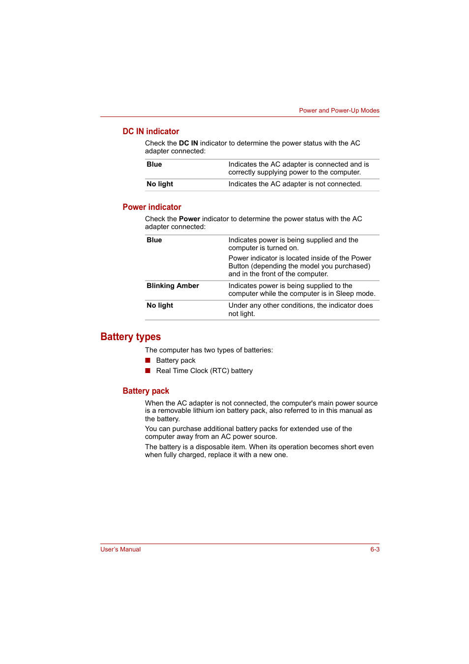 Battery types, Battery types -3 | Toshiba A200 User Manual | Page 83 / 154
