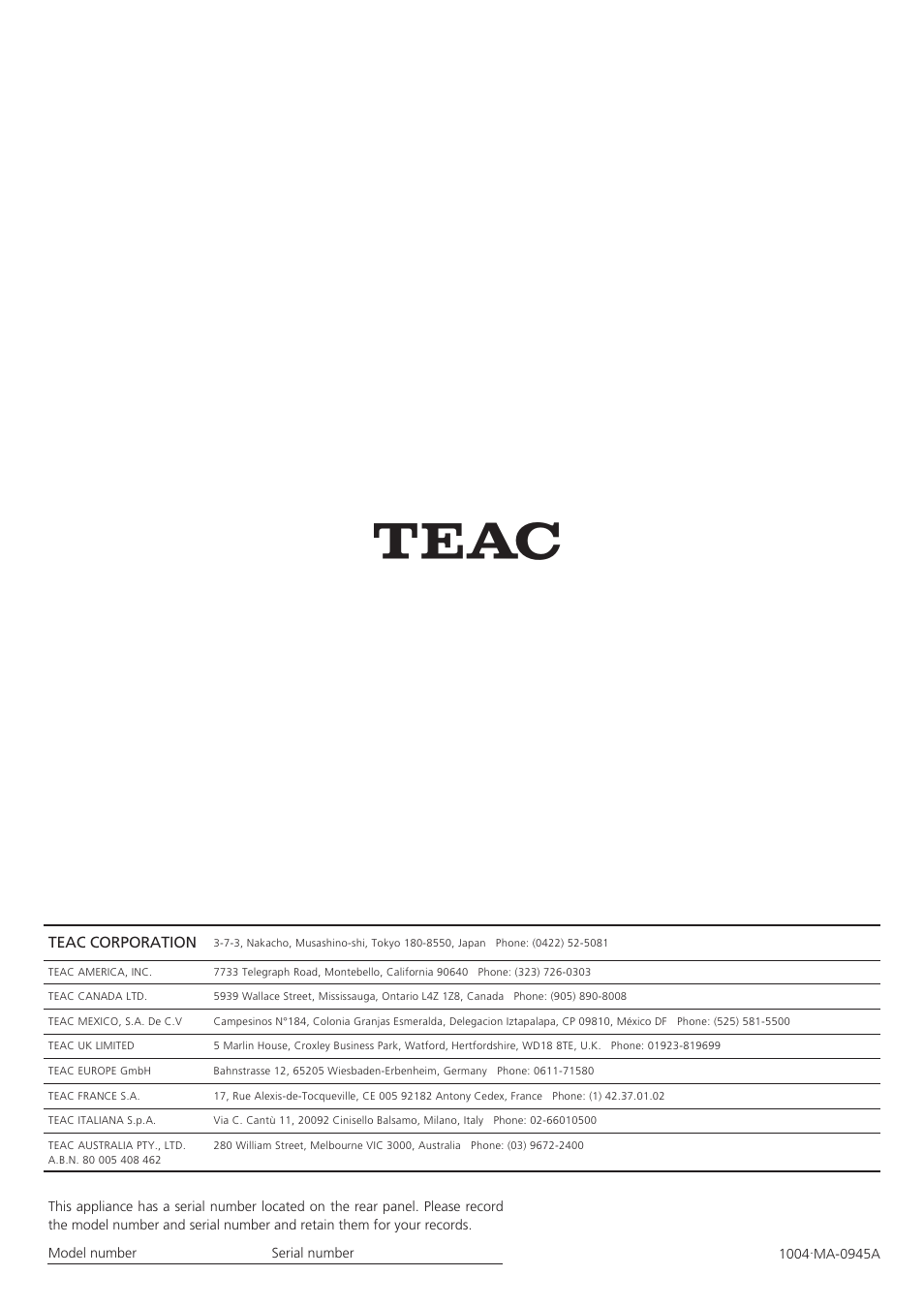 Teac G-0s User Manual | Page 12 / 12