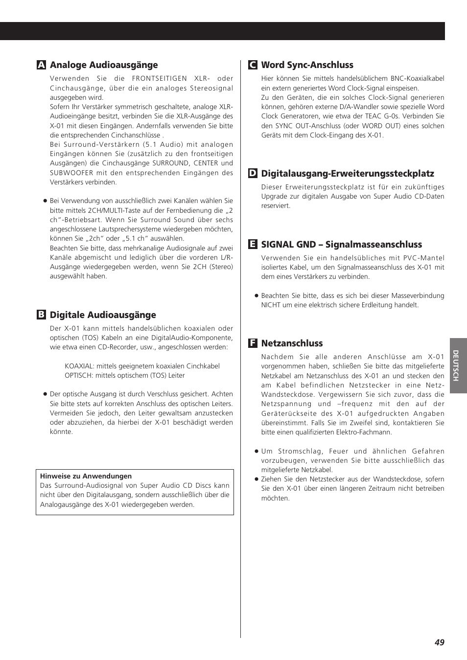 Teac X-01 User Manual | Page 49 / 64