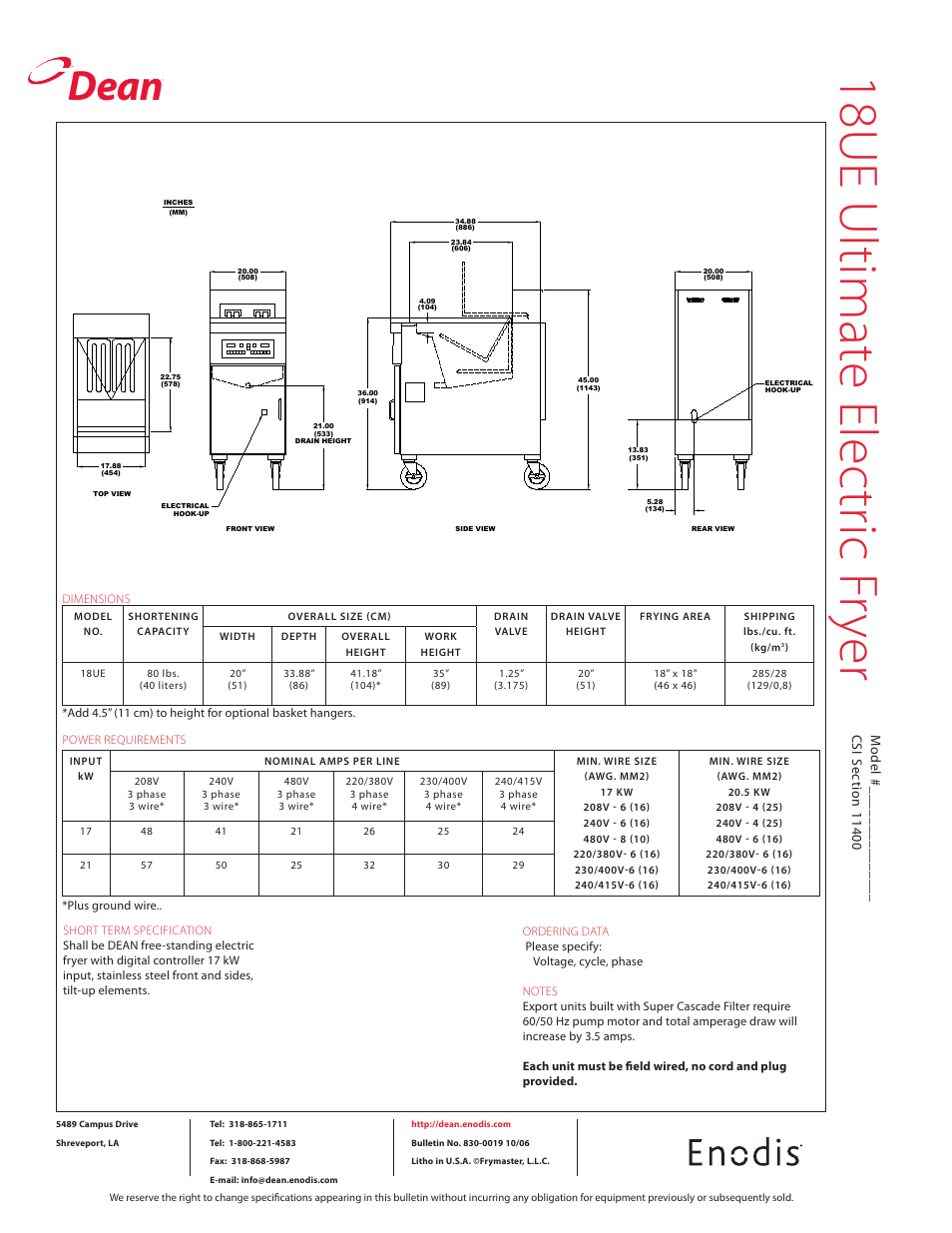 18 u e u ltim ate e le ctr ic f ry er, Dean | Teac 18UE User Manual | Page 2 / 2