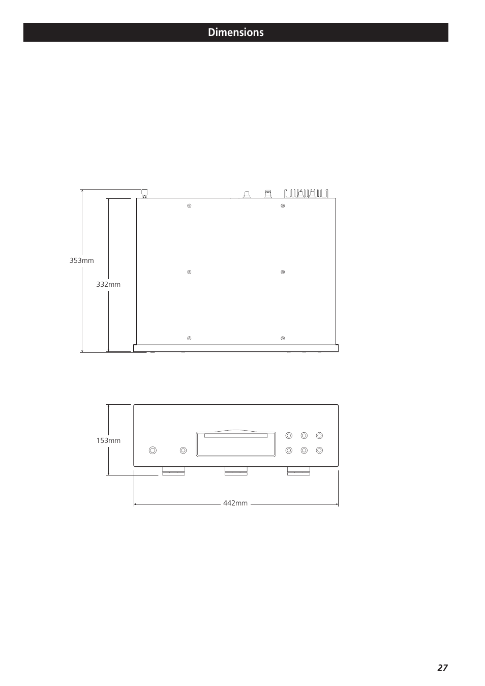 Dimensions | Teac X-03 User Manual | Page 27 / 28