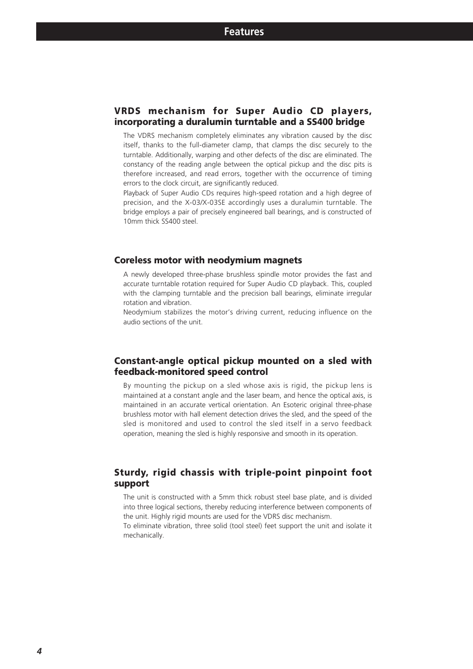 Features | Teac X-03 User Manual | Page 4 / 28