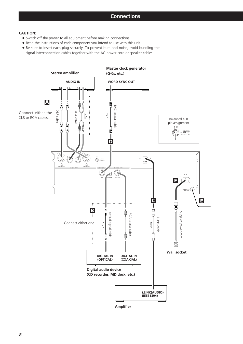 Connections | Teac X-03 User Manual | Page 8 / 28