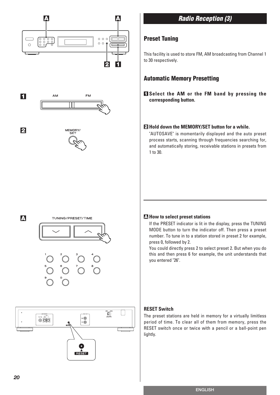 Radio reception (3), A1 2 | Teac T-R670AM User Manual | Page 20 / 32