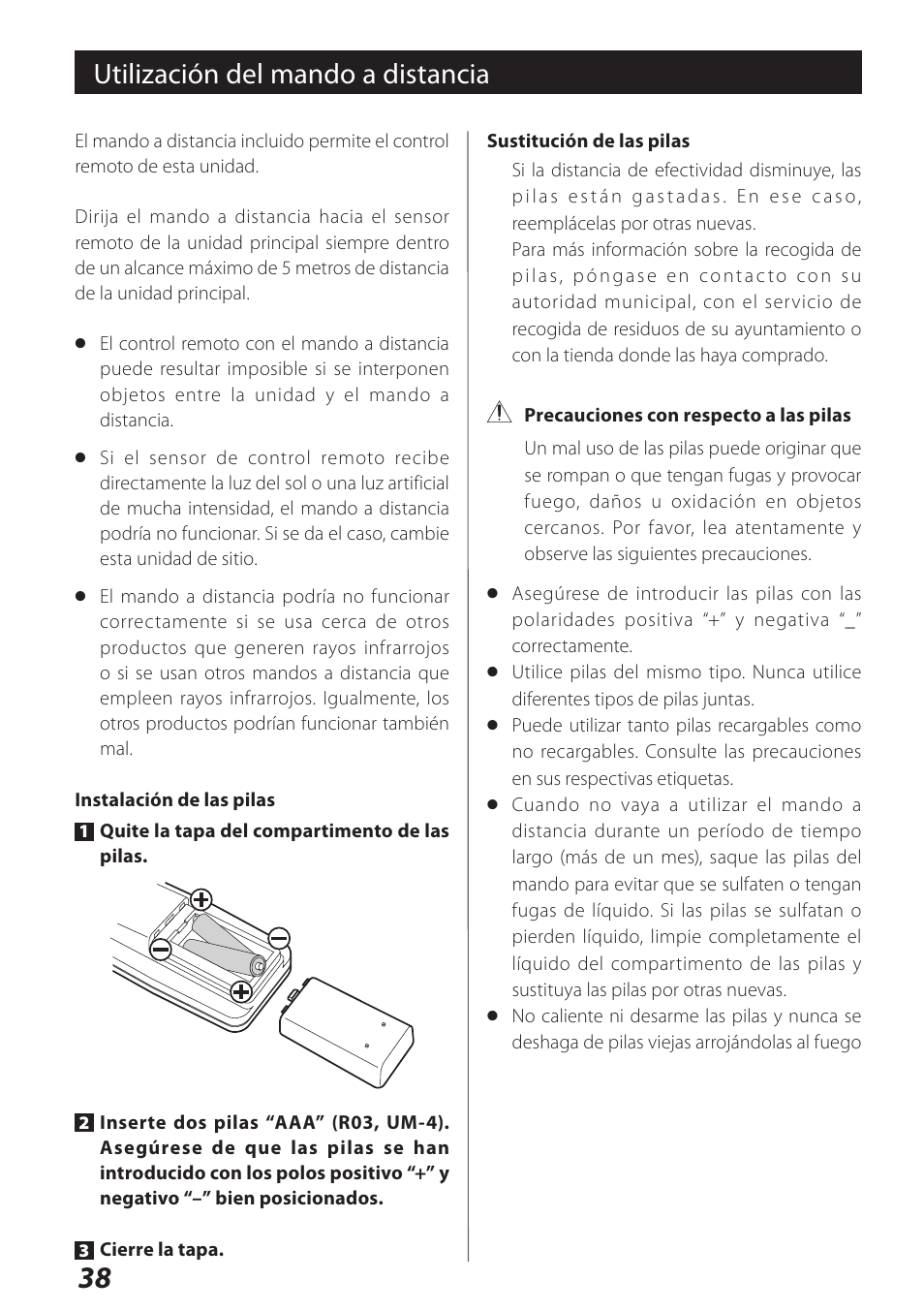 Utilización del mando a distancia | Teac DS-H01DIGITAL DOCKING STATION 3D0806920B User Manual | Page 38 / 48