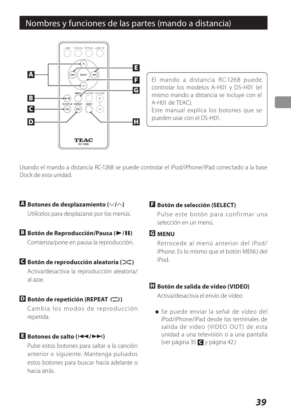 Teac DS-H01DIGITAL DOCKING STATION 3D0806920B User Manual | Page 39 / 48