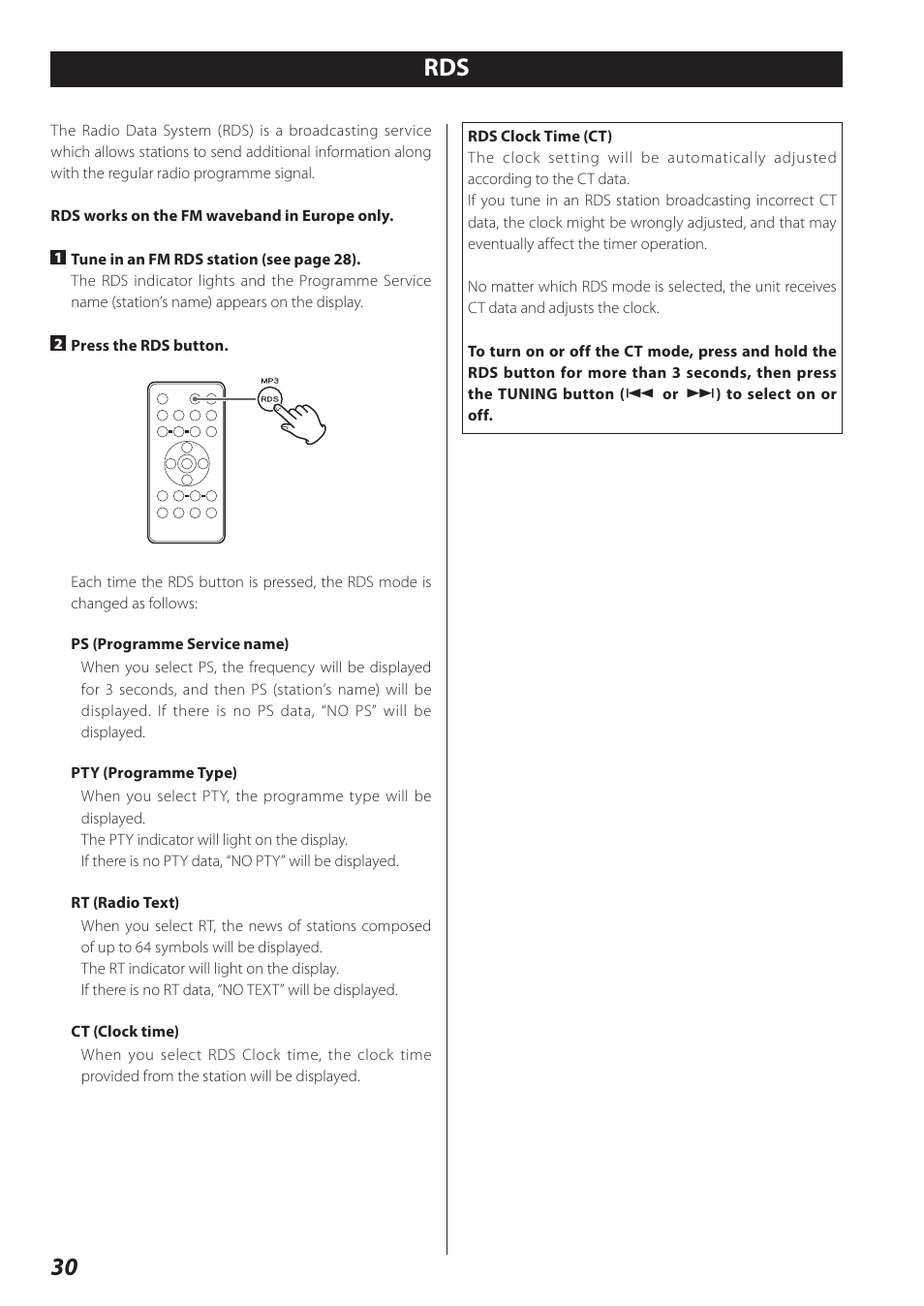 30 rds | Teac SR-L280i User Manual | Page 30 / 100