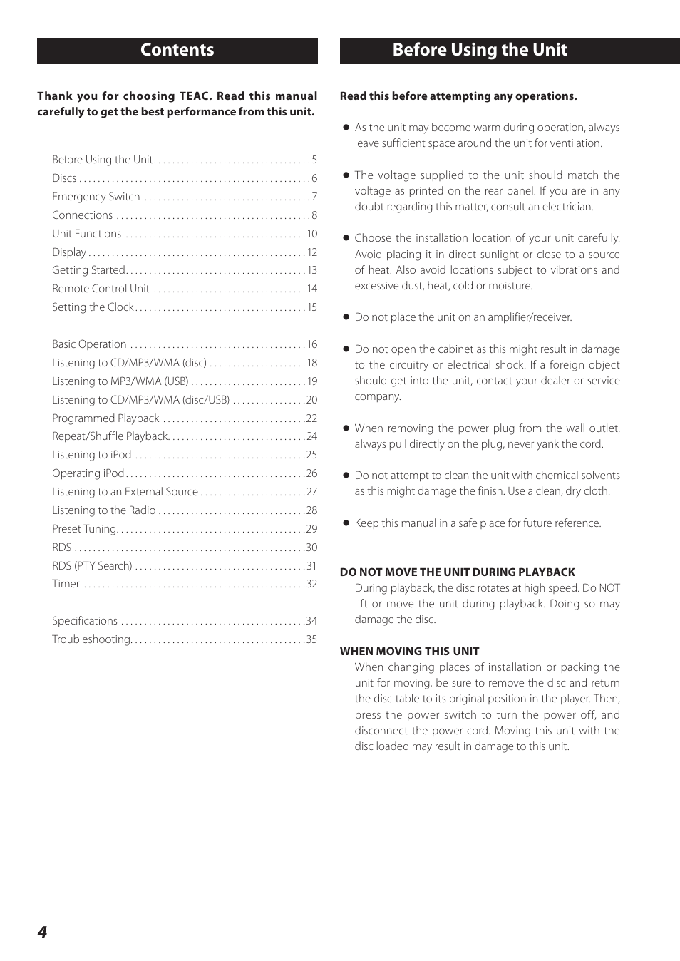 Teac SR-L280i User Manual | Page 4 / 100