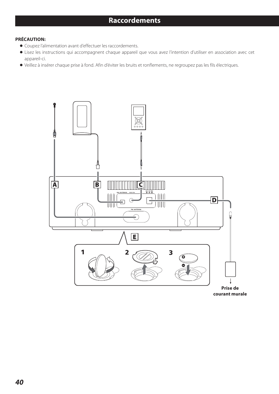 Raccordements | Teac SR-L280i User Manual | Page 40 / 100