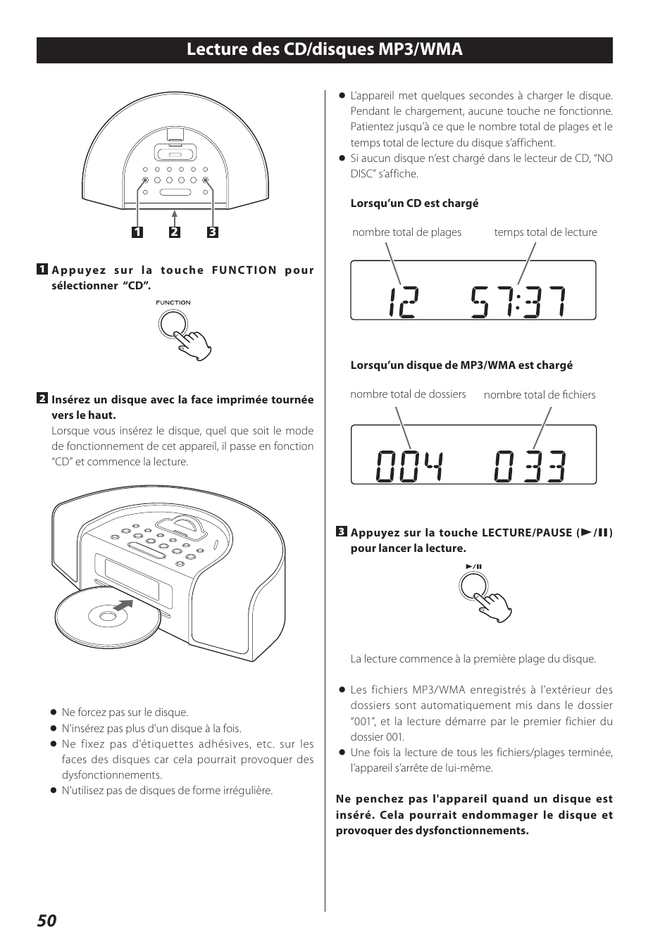 Lecture des cd/disques mp3/wma, 50 lecture des cd/disques mp3/wma | Teac SR-L280i User Manual | Page 50 / 100