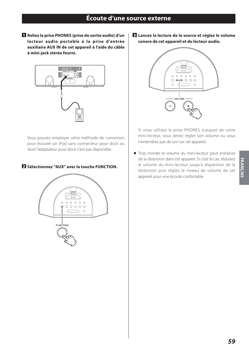 Écoute d’une source externe | Teac SR-L280i User Manual | Page 59 / 100