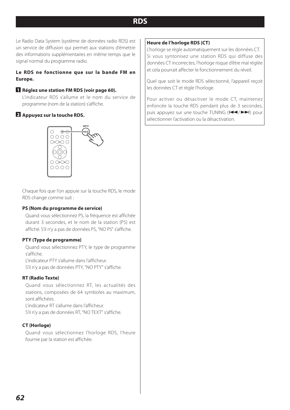 62 rds | Teac SR-L280i User Manual | Page 62 / 100