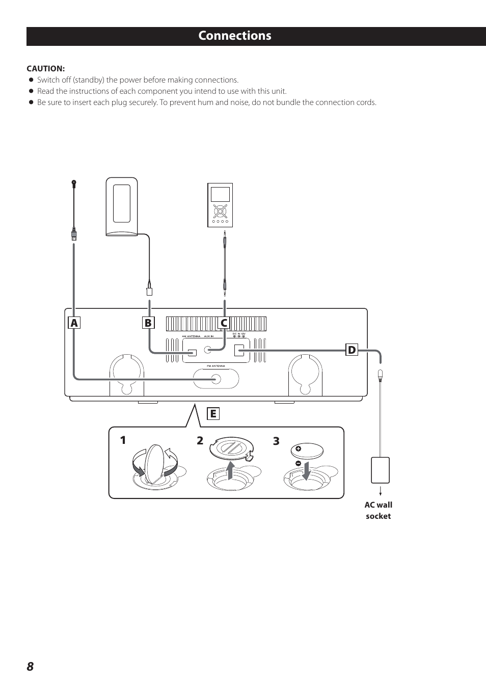 Connections, 8connections | Teac SR-L280i User Manual | Page 8 / 100