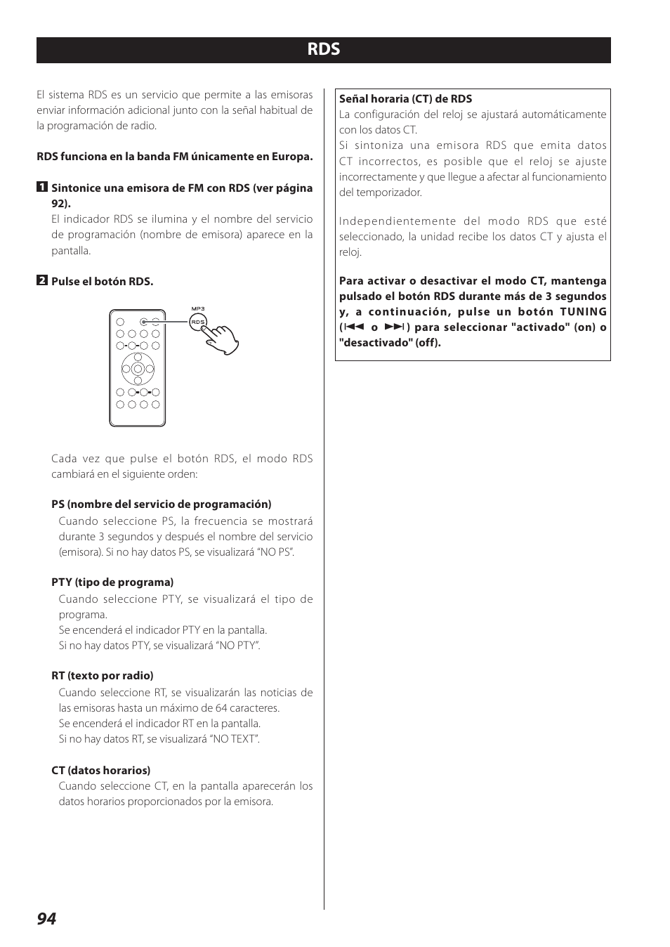 94 rds | Teac SR-L280i User Manual | Page 94 / 100