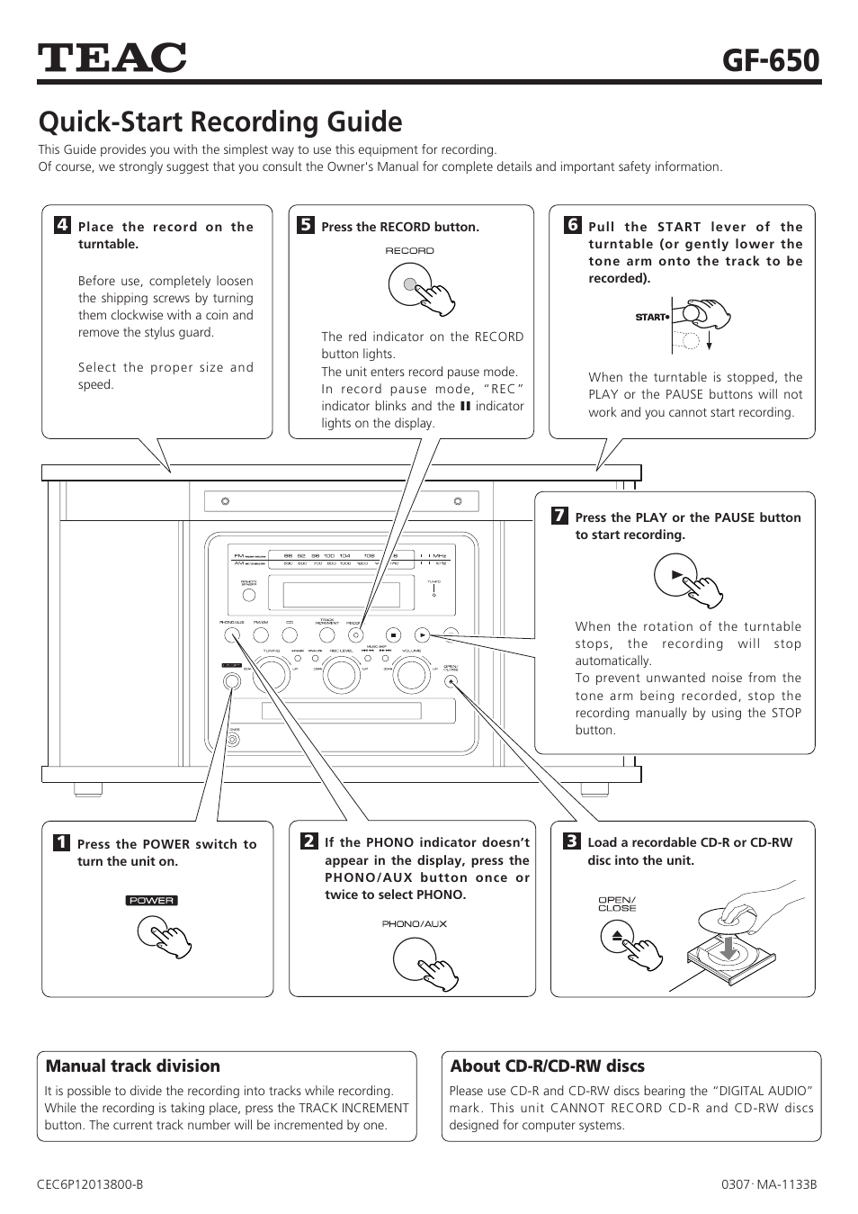 Teac GF-650 User Manual | 3 pages