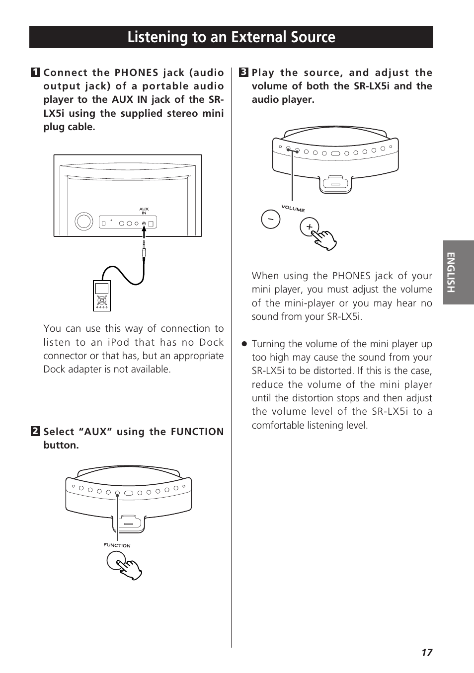 Listening to an external source | Teac SR-LX5i User Manual | Page 17 / 64