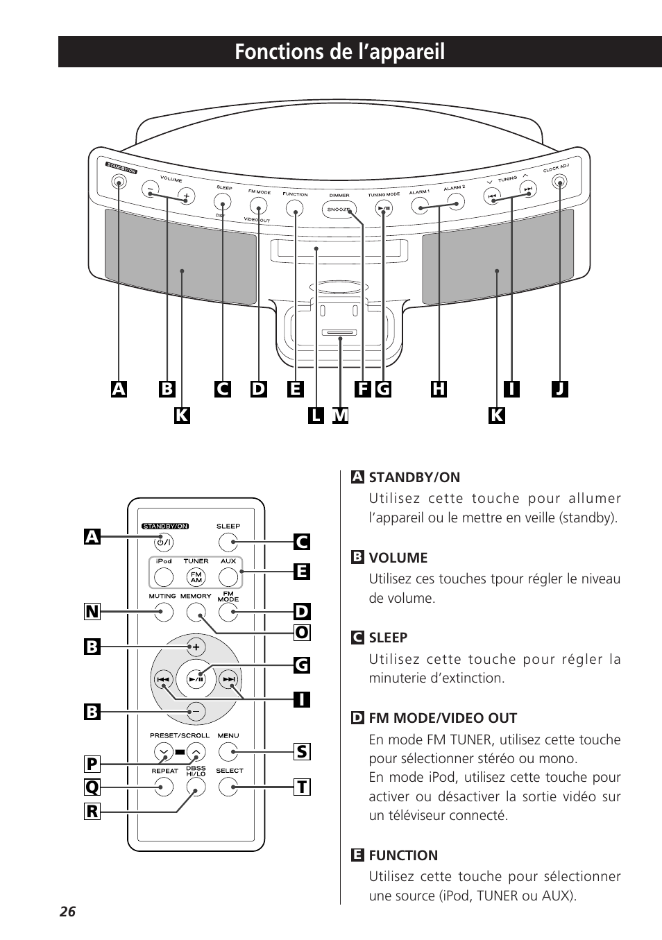 Fonctions de l’appareil | Teac SR-LX5i User Manual | Page 26 / 64