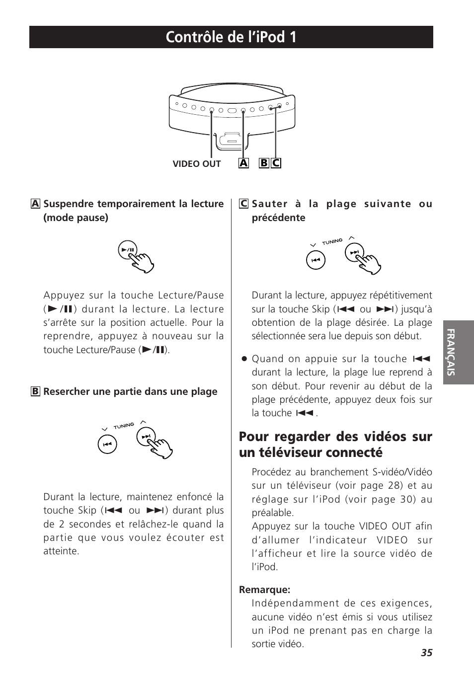 Contrôle de l’ipod, Contrôle de l’ipod 1 | Teac SR-LX5i User Manual | Page 35 / 64