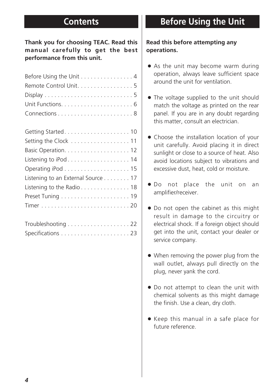 Teac SR-LX5i User Manual | Page 4 / 64