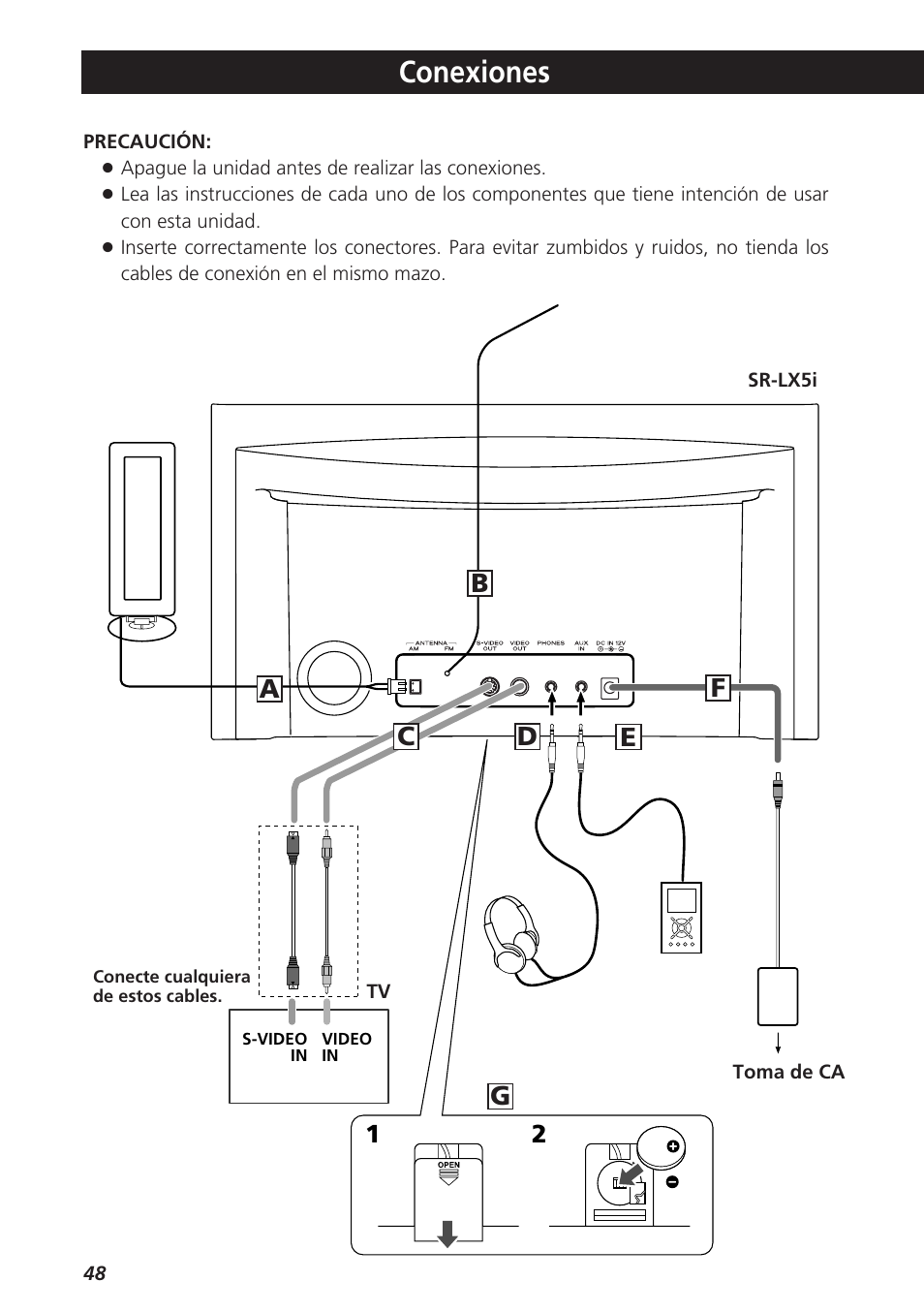 Conexiones | Teac SR-LX5i User Manual | Page 48 / 64