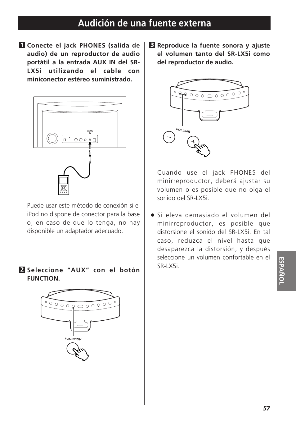 Audición de una fuente externa | Teac SR-LX5i User Manual | Page 57 / 64