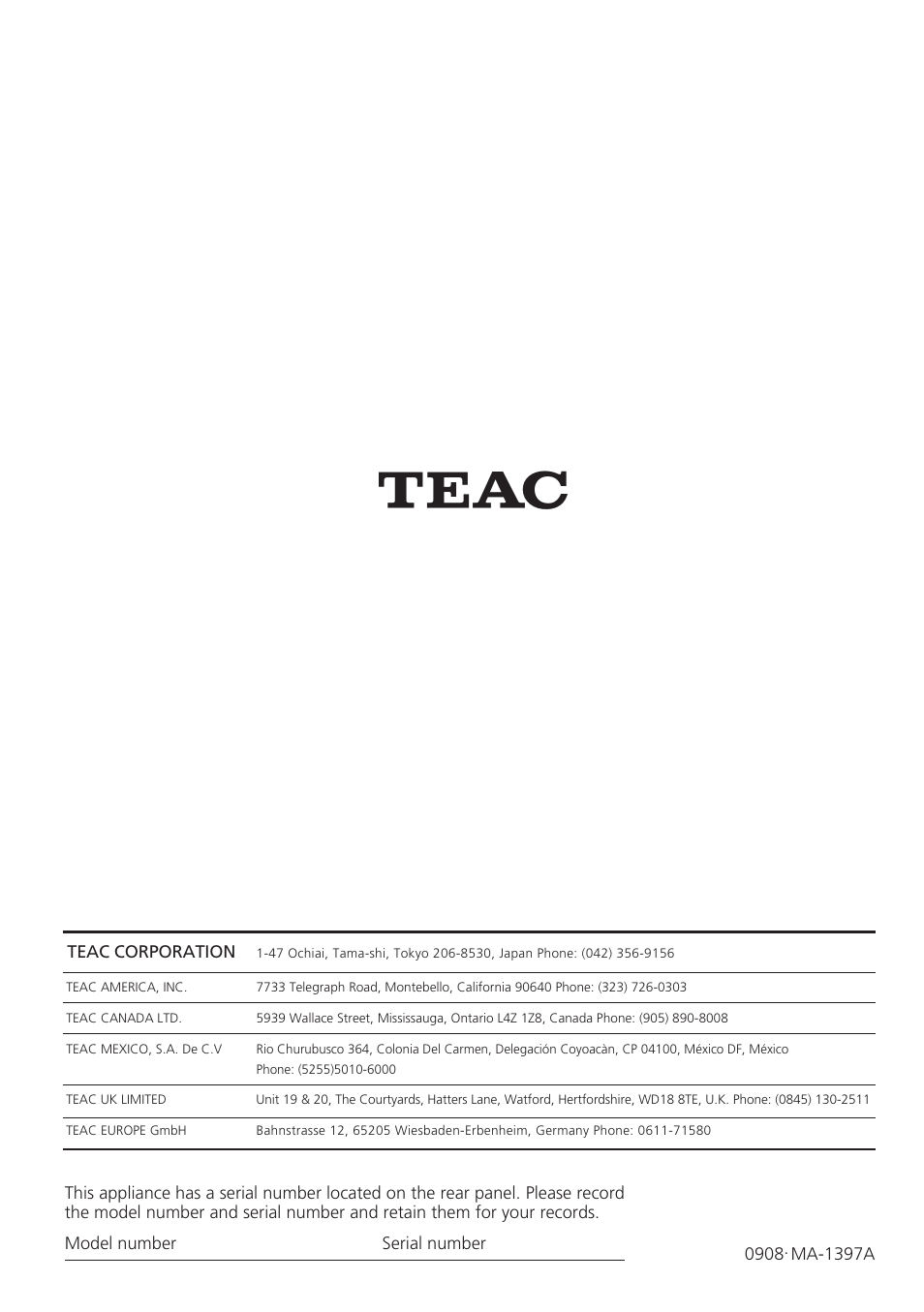 Teac SR-LX5i User Manual | Page 64 / 64