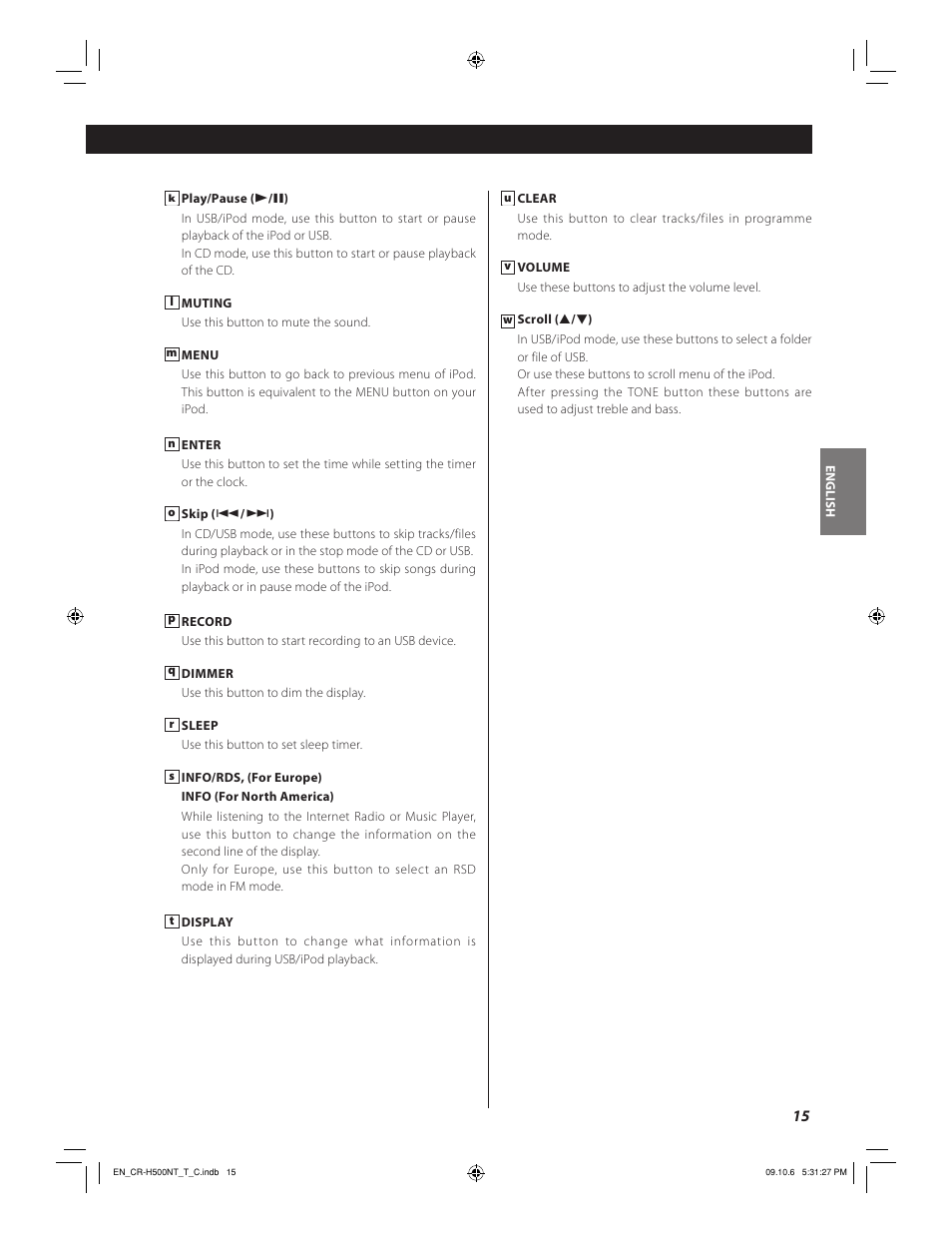 Teac CR-H500NT User Manual | Page 15 / 55