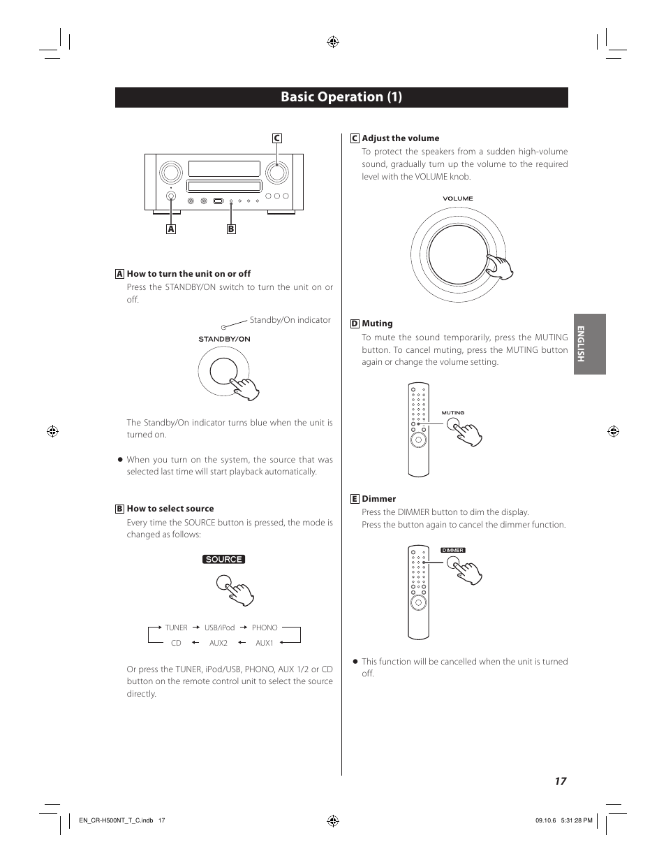 Basic operation (1) | Teac CR-H500NT User Manual | Page 17 / 55