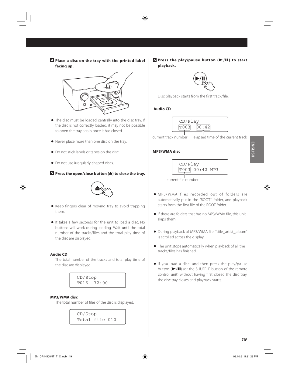 Teac CR-H500NT User Manual | Page 19 / 55