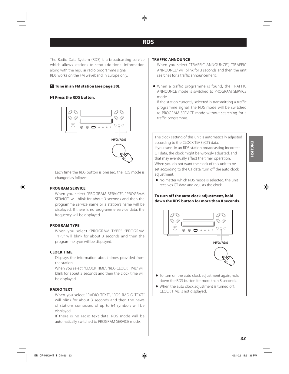 Teac CR-H500NT User Manual | Page 33 / 55