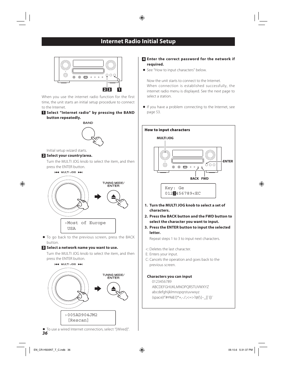 Internet radio initial setup | Teac CR-H500NT User Manual | Page 36 / 55